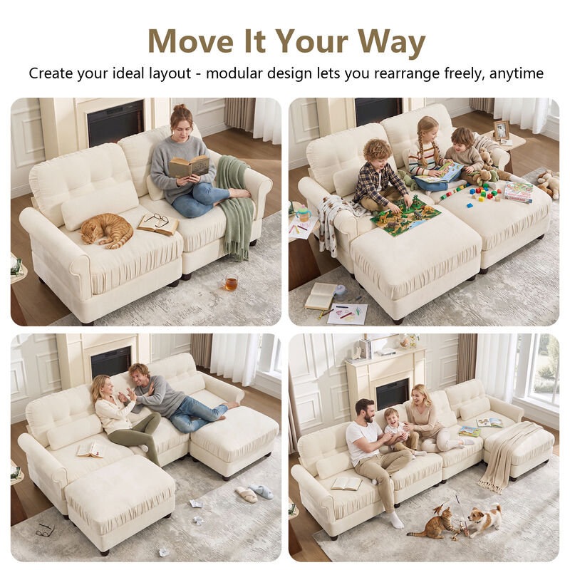 Toxmam Chenille 4‑Seat Modular Sectional Sofa image number 7