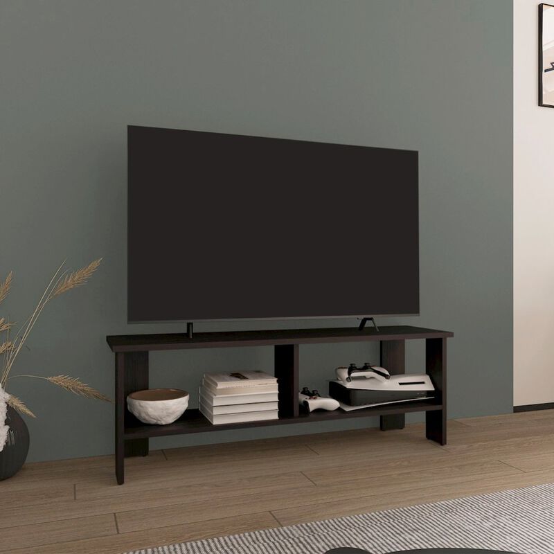 Alderton TV Stand, 2 Shelves, Black Wengue
