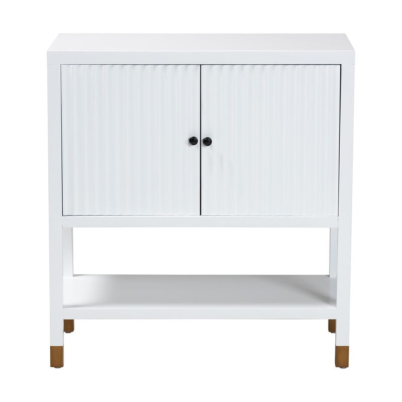 bali & pari Aiden Fluted Sideboard -  2-Door Accent Storage Cabinet with Open Shelf and Raised Legs, Compact Entryway or Dining Room Cabinet