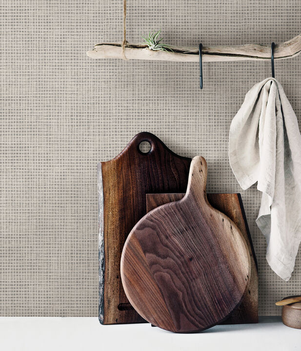Nimmie Grey Basketweave Wallpaper (Set of 2)