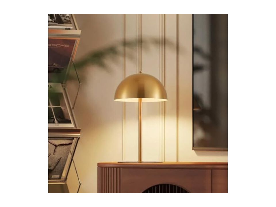 Modern Mid Century Metal Mushroom Lamp For Living Room Bedroom Nightstand Gold