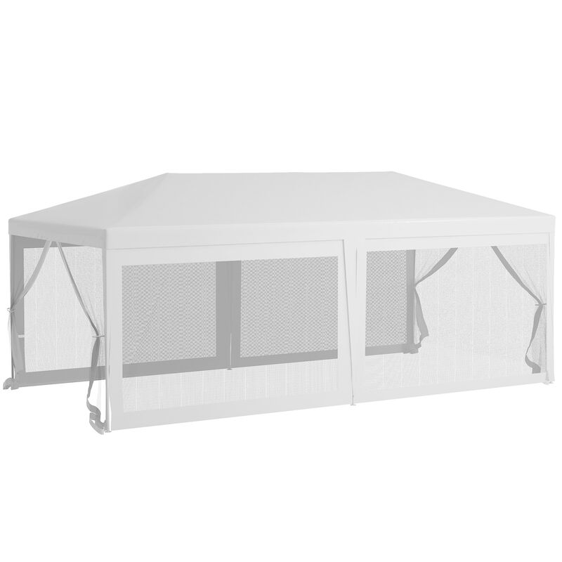 Outsunny 10' x 20' Party Tent, Outdoor Wedding Canopy & Gazebo with 6 Removable Sidewalls, Shade Shelter for Events, BBQs, White