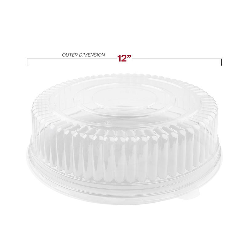 12" Clear Round Plastic Trays with Lids (25 Sets) image number 3