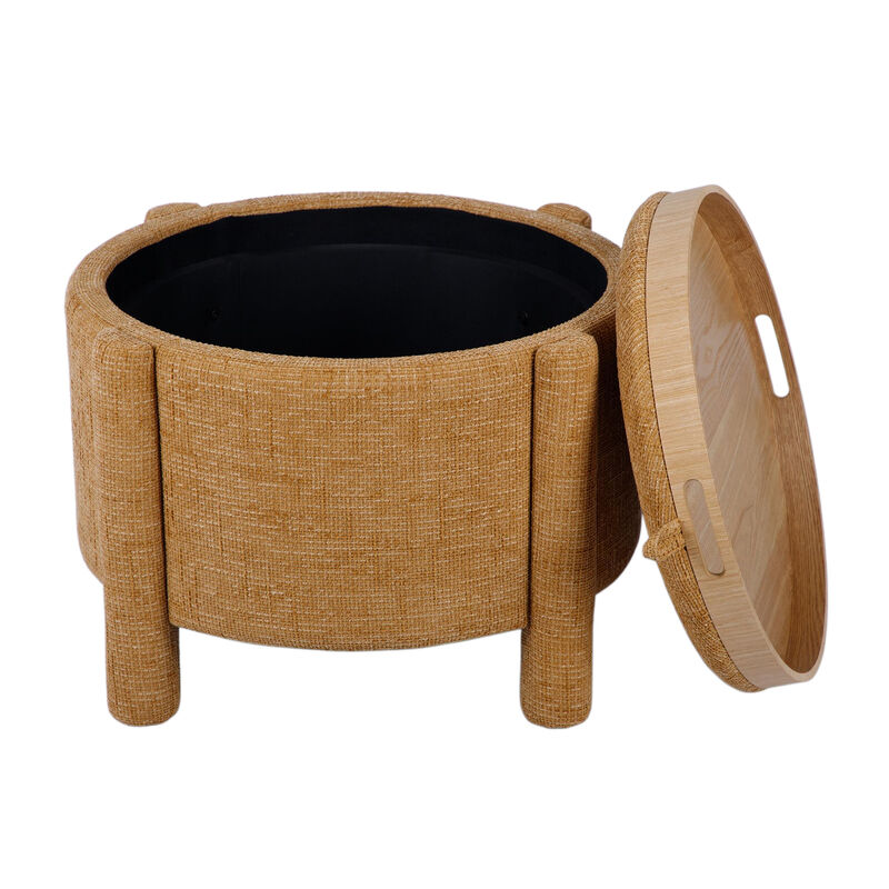Bellamy Curry Chenille Storage Stool With Reversible Tray Top image number 5