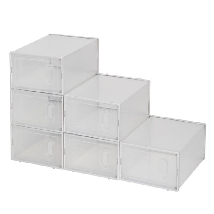Shoe Storage Boxes 6-Pack – Clear, Stackable Organizers for Neat and Tidy Shoe Storage
