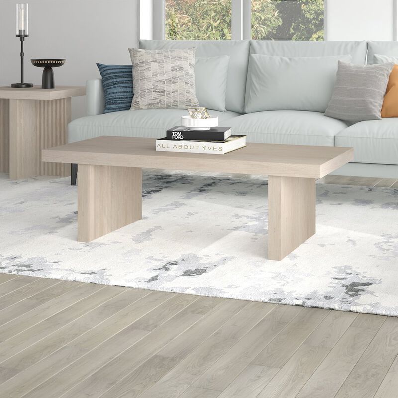 Hudson&Canal Soren 48 Wide Rectangular Coffee Table in Alder White