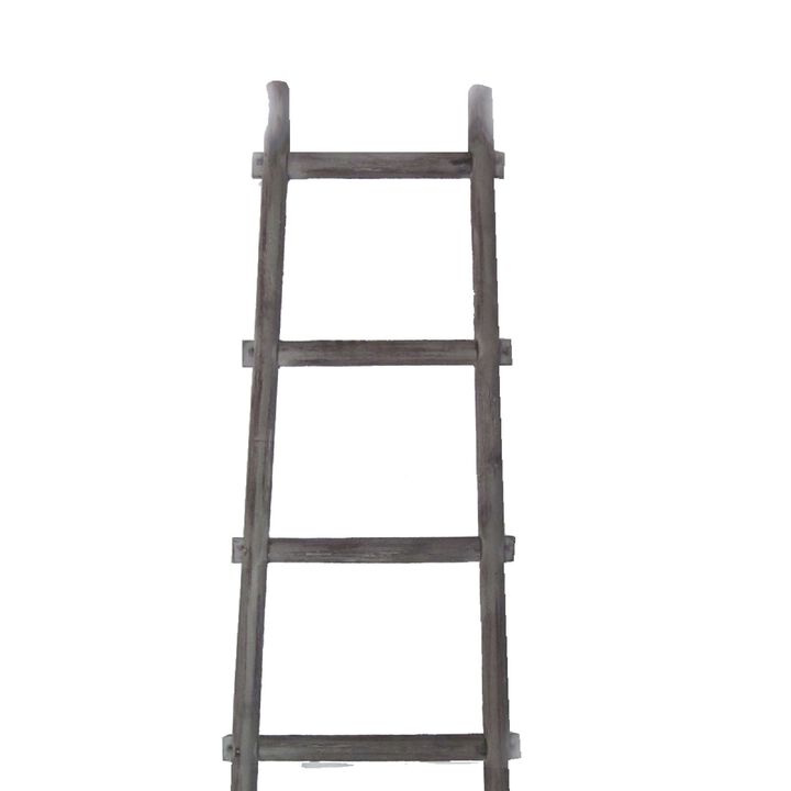 Transitional Style Wooden Decor Ladder with 5 Steps, Gray - Benzara