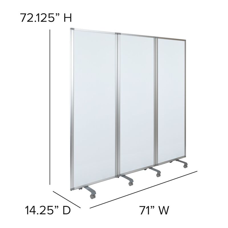 Flash Furniture Mobile Magnetic Whiteboard Partition with Lockable Casters, 72"H x 24"W image number 2