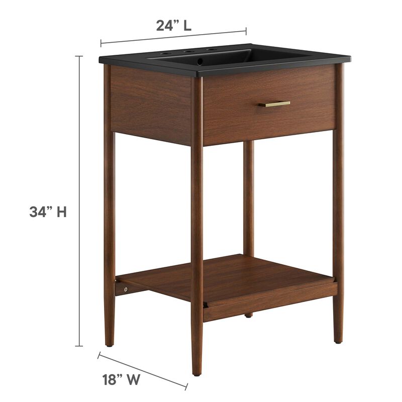 Modway EEI-6661-WAL-BLK Zaire 24" Bathroom Vanity, Walnut Black image number 2