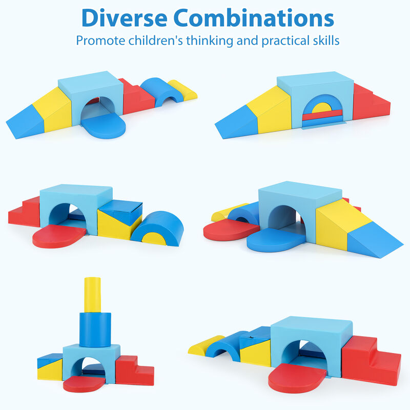 Toddler Soft Play Set, 7-Piece Foam Climbing Blocks with PU Leather image number 4