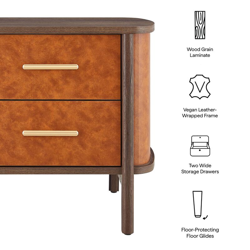 Coralie Curved Leather Nightstand with Drawers image number 3