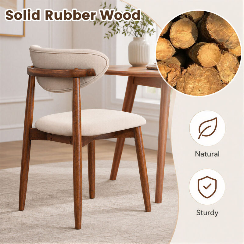 4 Pack Fabric Dining Chairs with Curved Backrests for Kitchen and Dining Room image number 4