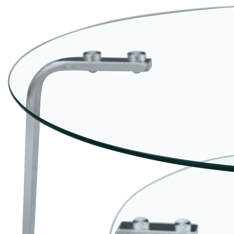 Ketwul 2-Tier Round Glass Coffee Table image number 7