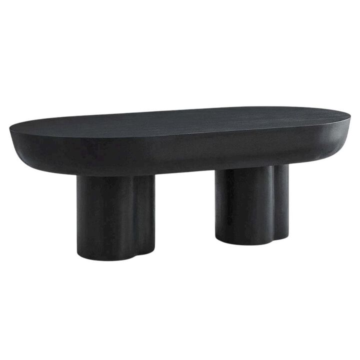 Oval Concrete Coffee Table with Modern Design and Sturdy Surface