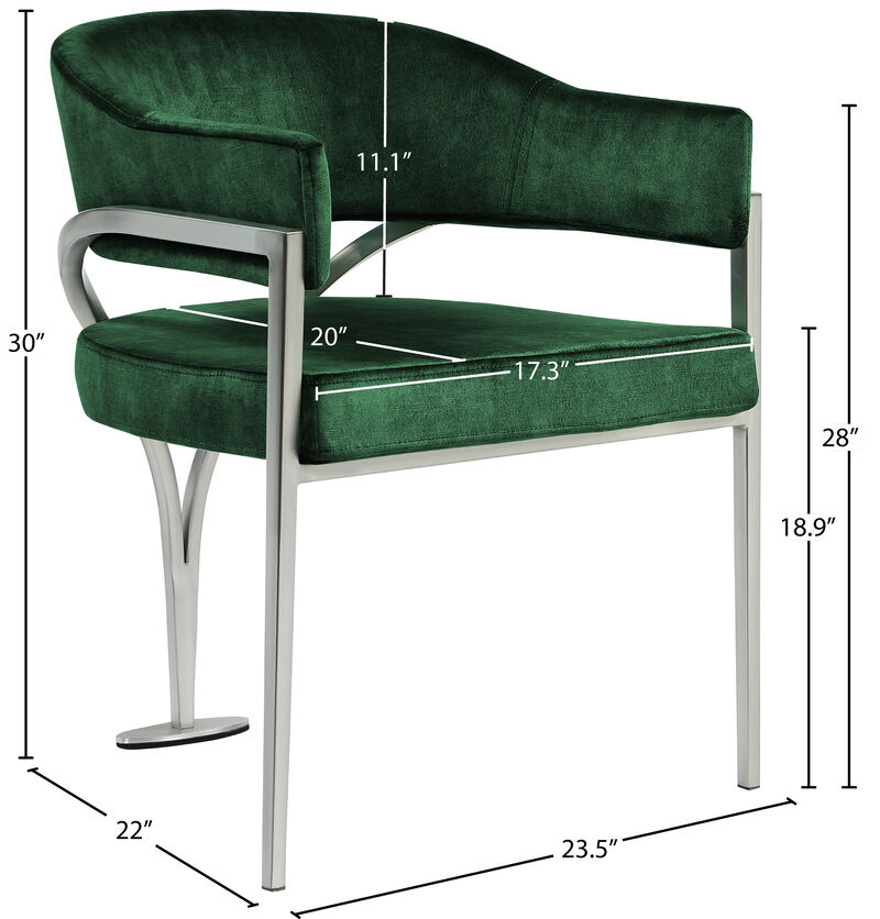 Meridian Furniture Madelyn Green Velvet Dining Chair, Set of 2 image number 5