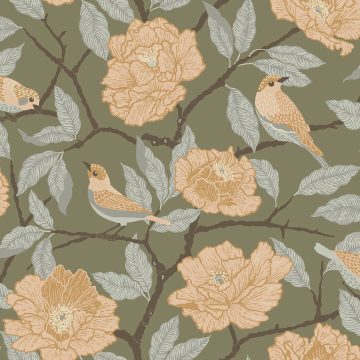 Bernadina Moss Rosebush Wallpaper (Set of 2)