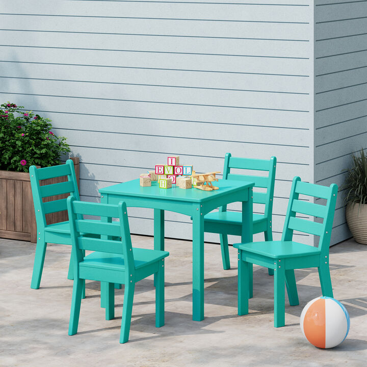 WestinTrends Kids 5-Piece HDPE Dining Table and Chairs Set
