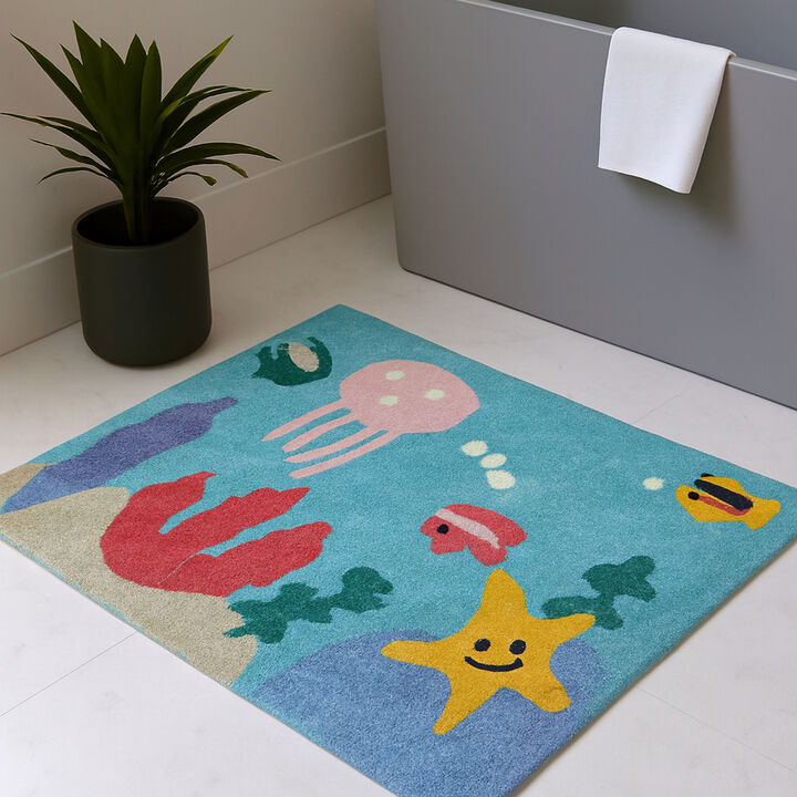 HomeRoots Starfish Youthful Washable Area Rug