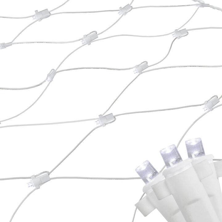 4' x 6' Pure White LED Wide Angle Net Style Christmas Lights  White Wire