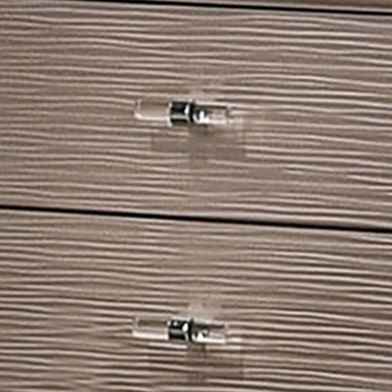 Jisoo 24 Inch Nightstand, 2 Drawers, Textured Drawer Panels, Gold Finish - Benzara