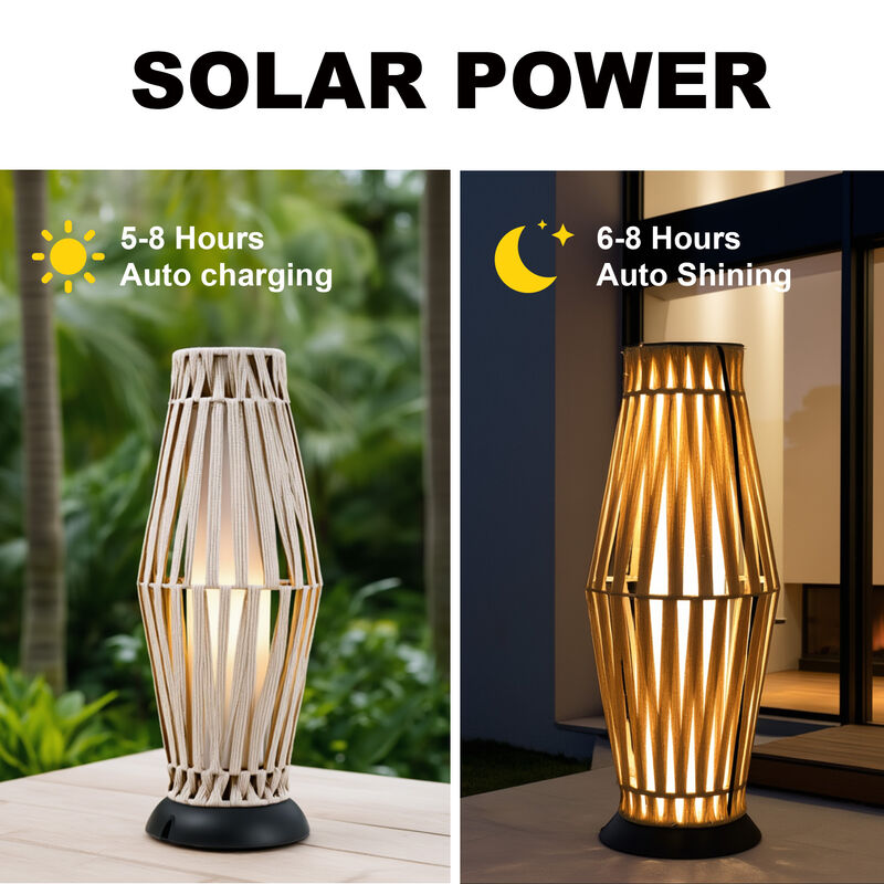 Bamboo Woven Solar Light, Bottle Shape, Warm Glow, Waterproof image number 6