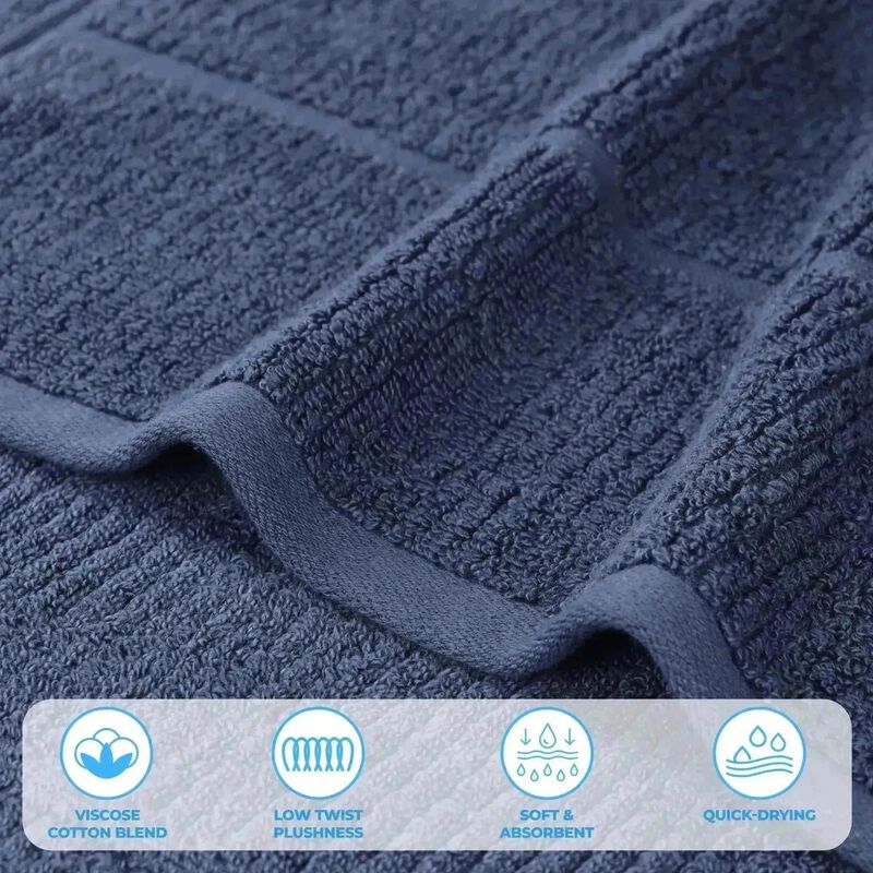 Solid Ribbed Viscose Cotton Blend Towel Set for Everyday Use image number 5