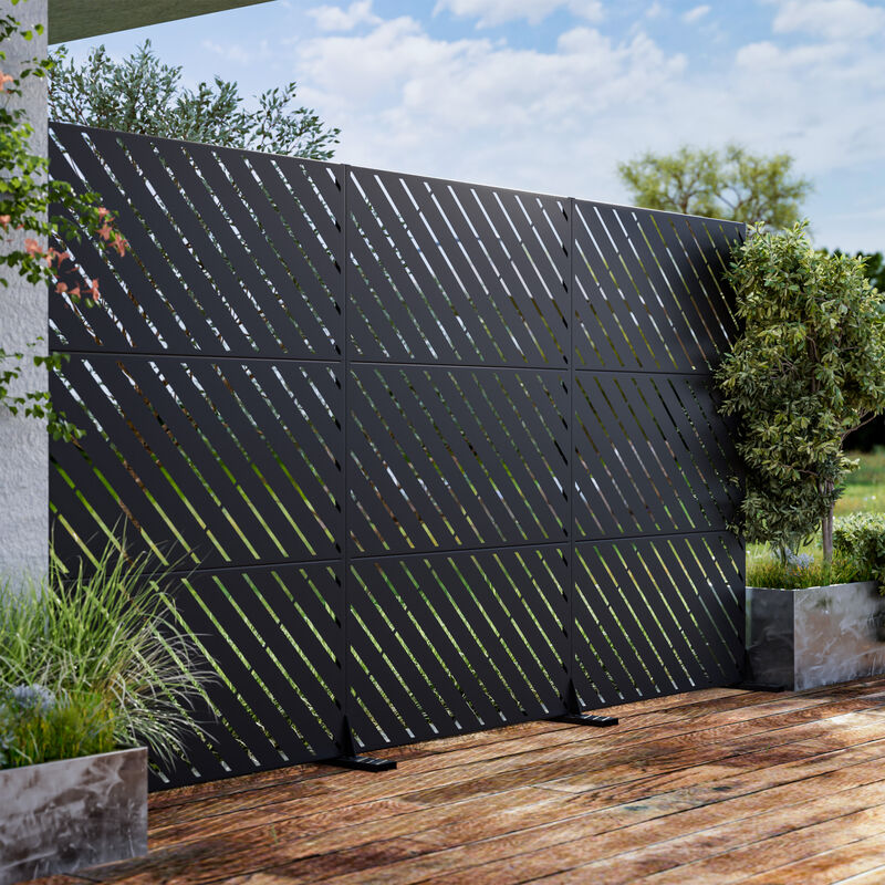47in. W x 72in. H  Garden Fence Outdoor Privacy Screen  in Black