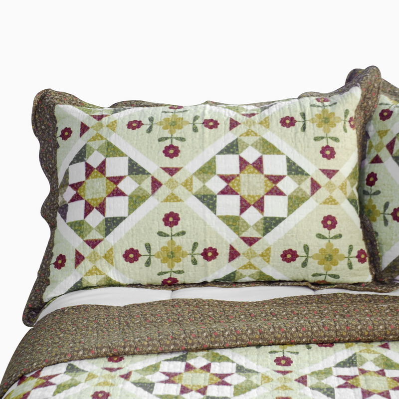 Queen Size Cotton 3-Piece Vermicelli Quilted Printed Quilt Set with Shams image number 2