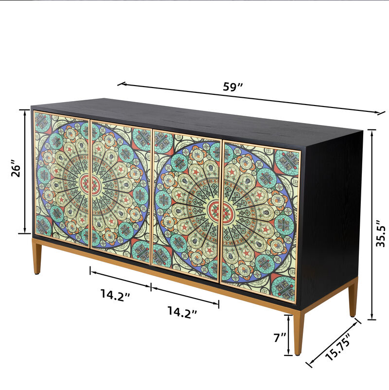 Pasargad Home Solani 4-Door Sideboard with Push-to-Open Credenza image number 9