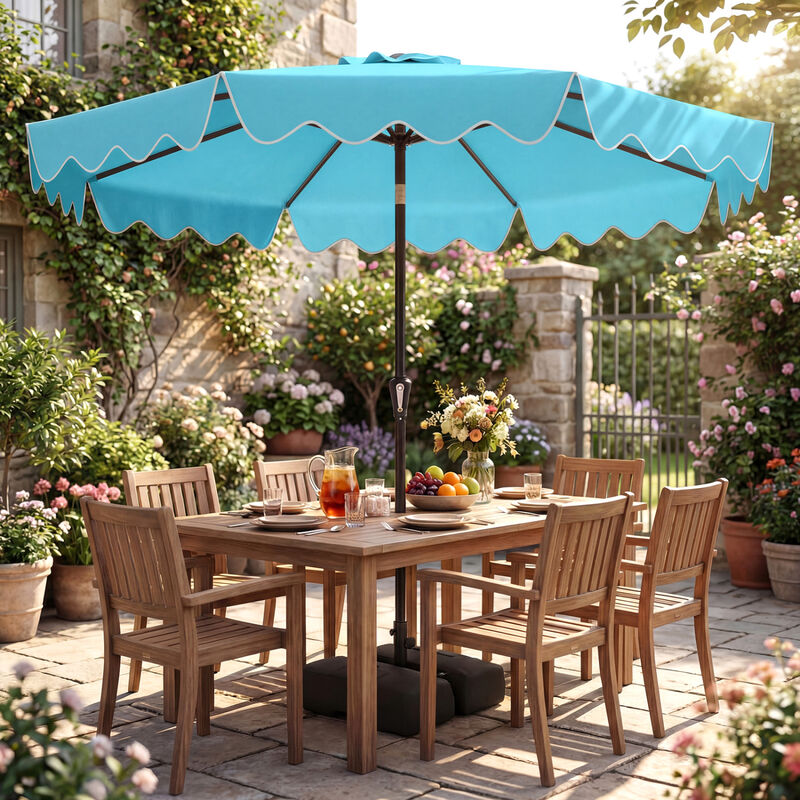 9 Feet Patio Umbrella with Weighted Base and Sandbags image number 2