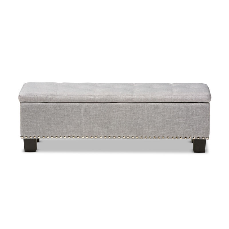 Baxton Studio Hannah Modern Grayish Beige Fabric Upholstered Storage Ottoman Bench