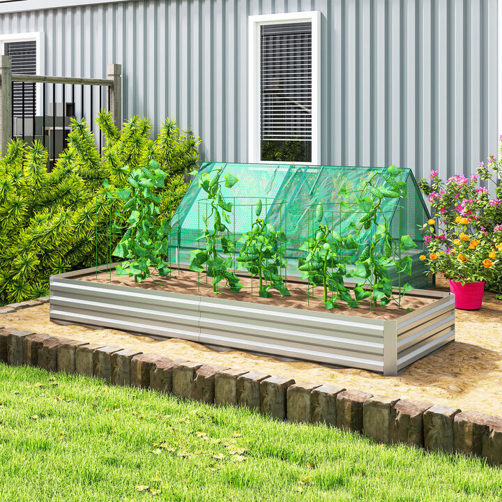 Hivvago Raised Garden Bed 95" x 36" Galvanized Metal Planter
