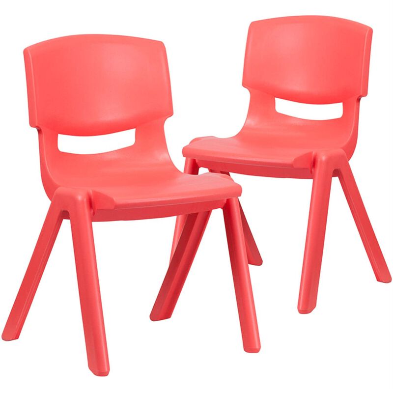 Flash Furniture Whitney 2 Pack Red Plastic Stackable School Chair with 15.5" Seat Height image number 0