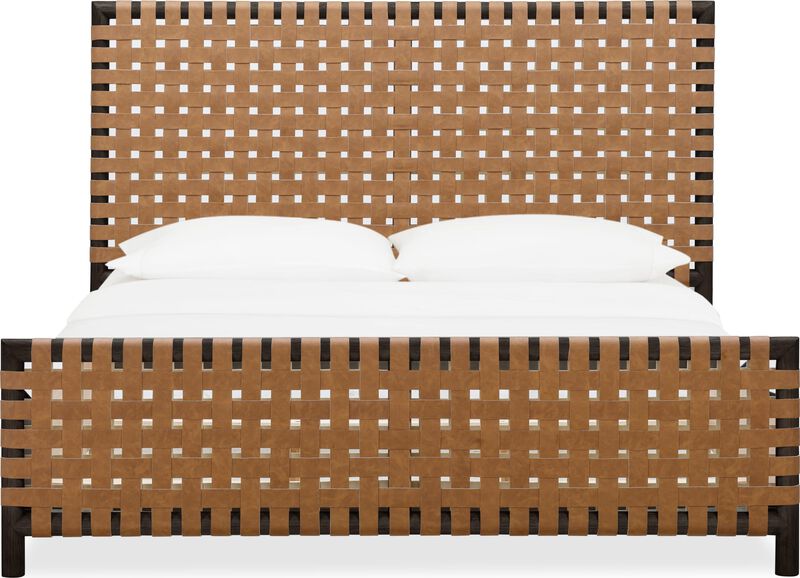 Dorsey California King-size Woven Panel Bed in Basalt Grey and Ginger image number 0