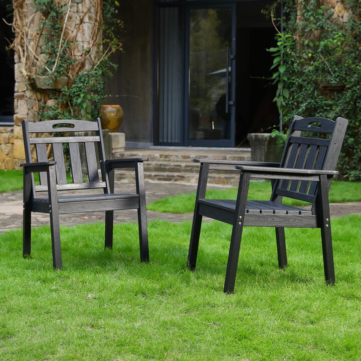 WOW PIONEER Durable HDPE Outdoor Terrace Dining Chair Set - Low Maintenance Ergonomic Weather Resistant Seating