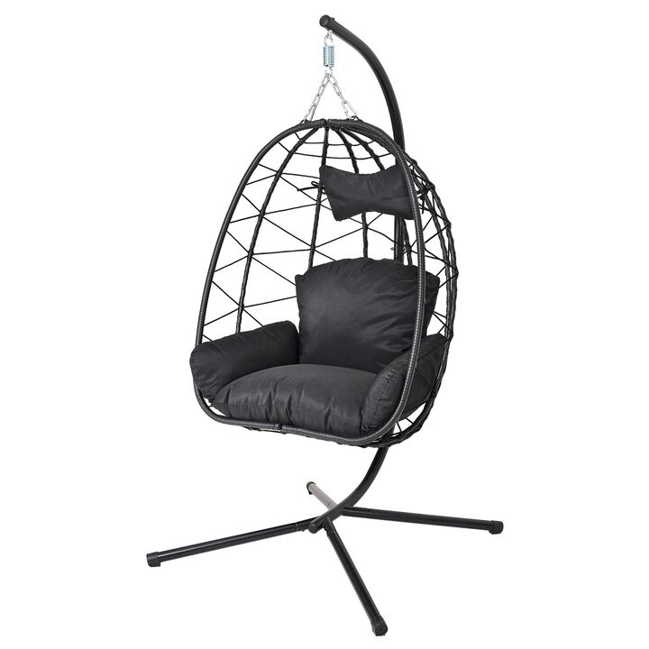 Hivvago Wicker Hanging Egg Chair with Stand