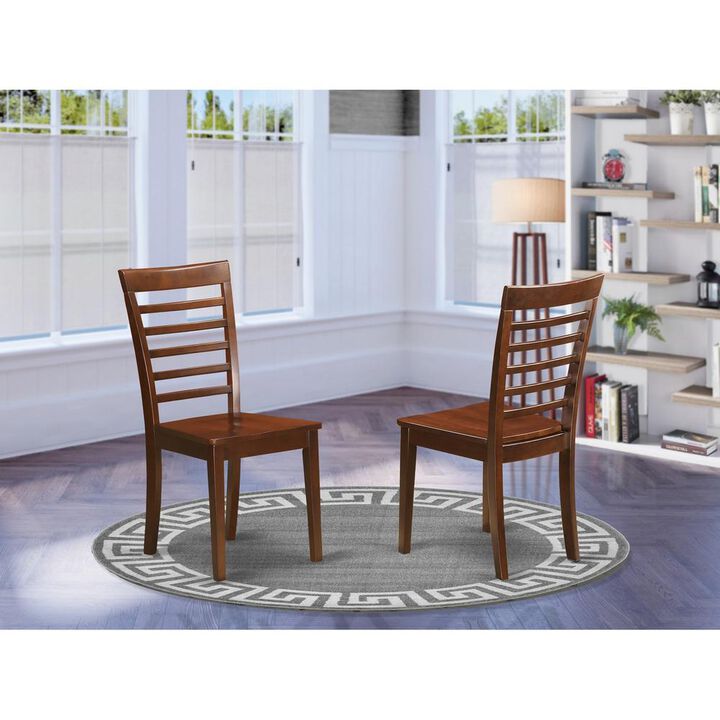 Milan Chair with Wood Seat - Mahogany Finish, Set of 2