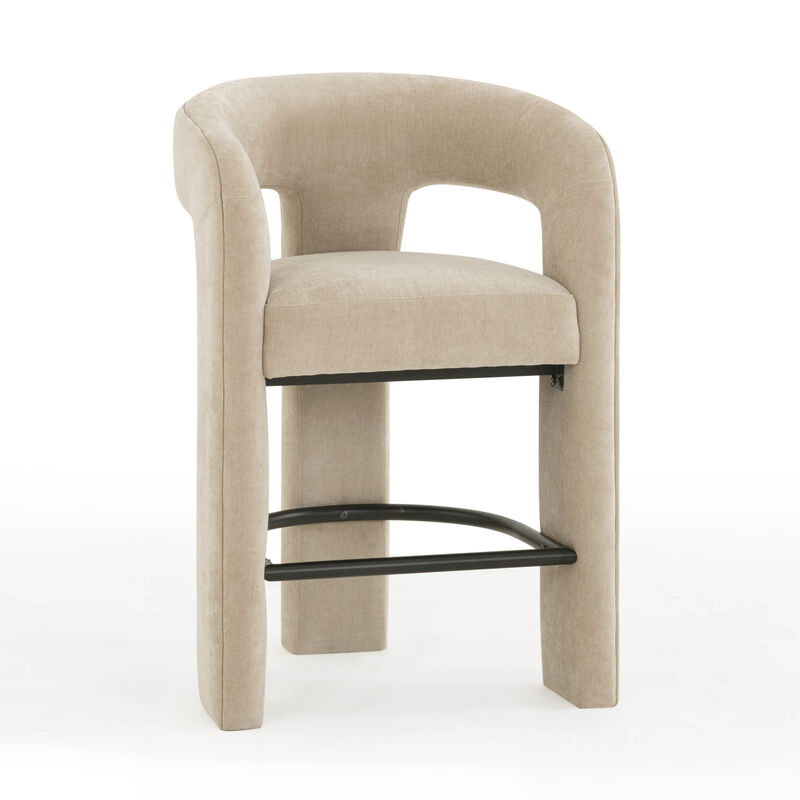 Malone Taupe Performance Chenille Counter Stool image number 2