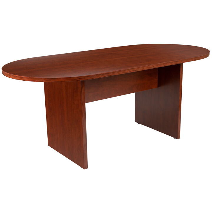 Flash Furniture 6 Foot (72 inch) Oval Conference Table in Rustic Gray