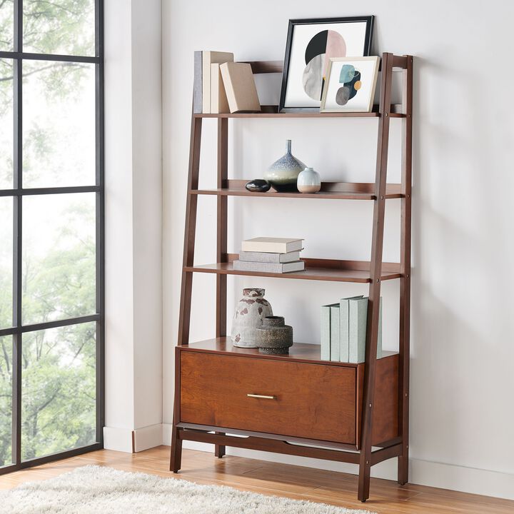 Crosley Furniture Landon Large Etagere Bookcase, Mahogany