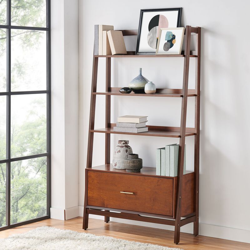 Crosley Furniture Landon Large Etagere Bookcase, Mahogany