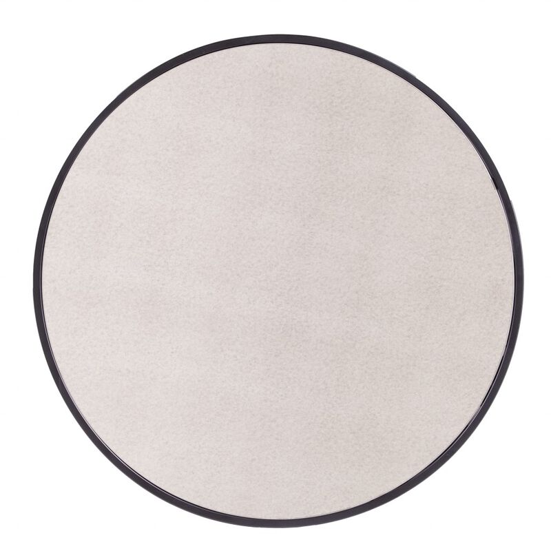 Hivvago Set of Two Black And Silver Mirrored Round Nested Coffee Table Set