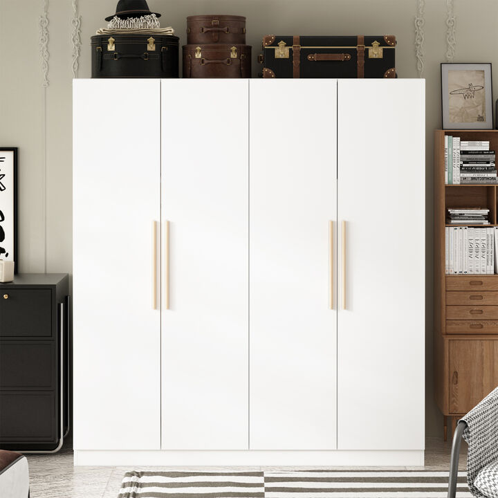 FUFU&GAGA 4-Door White Wardrobe Closet with Ample Storage and Elegant Design (63" W x 19.7" D x 69.7" H ) ,Grey