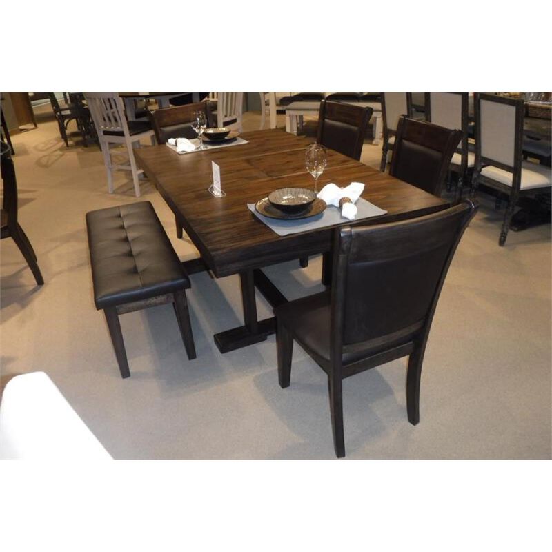 Streamdale Wooden Bench with Button-Tufted Seat in Rustic Brown Finish