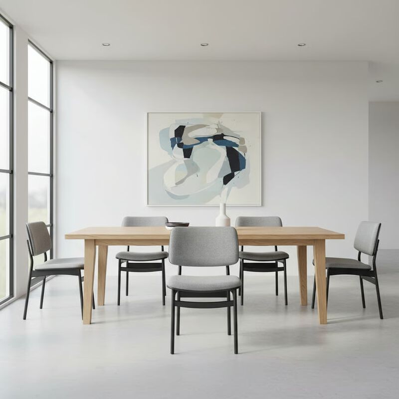 Gray Upholstered Wood Dining Chairs in Black Finish - Set of 2 image number 6