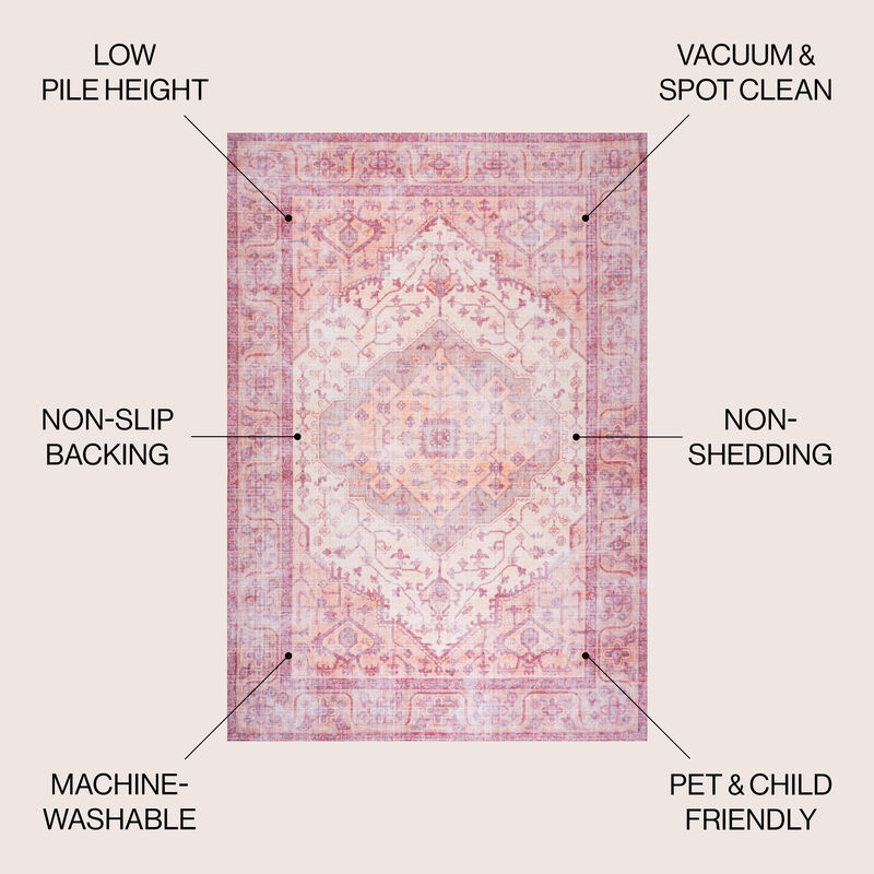 Alacati Ogee Medallion Machine-Washable Area Rug