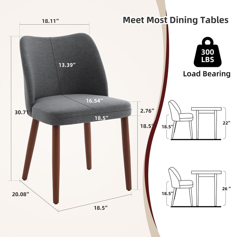 2 Pack Modern Wingback Dining Chairs, Linen Fabric Thick Cushion High Back Chairs with Rubberwood Legs for Home Dining Use image number 4
