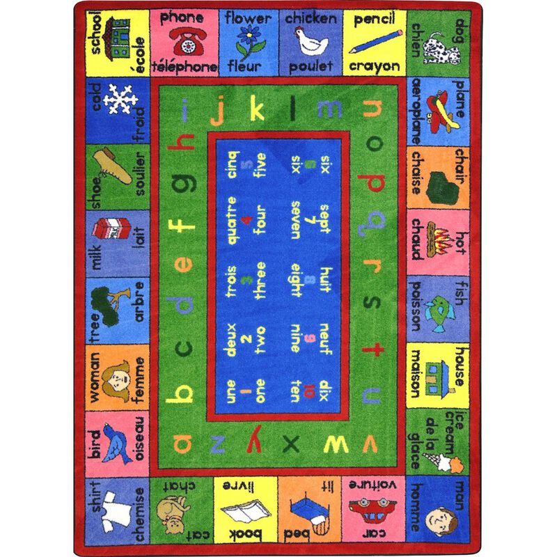 Joy Carpets Kid Essentials LenguaLink (French) 7'8 x 10'9 Area Rug in Color Multi