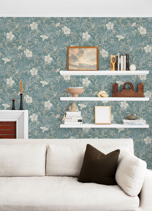 Malecon Aqua Floral Wallpaper