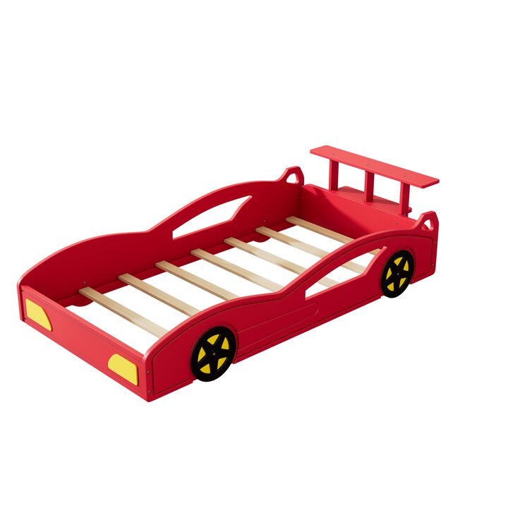 Merax Kids Race Car Bed with Side Safety Rails & Storage Space, Sturdy Frame